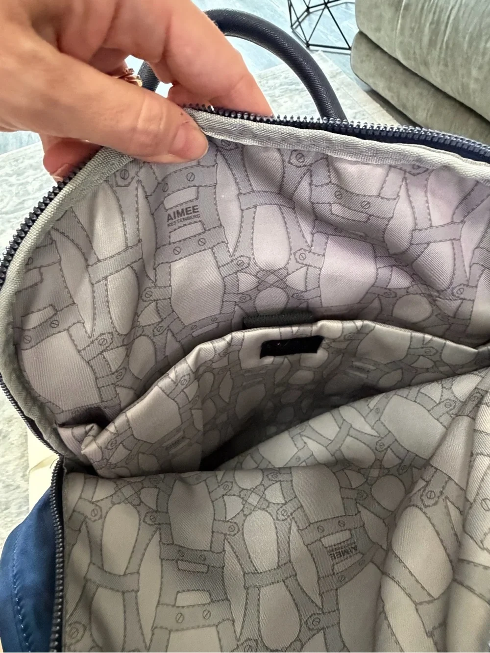 Aimee Kestenberg Navy Backpack with Rose Gold Accents